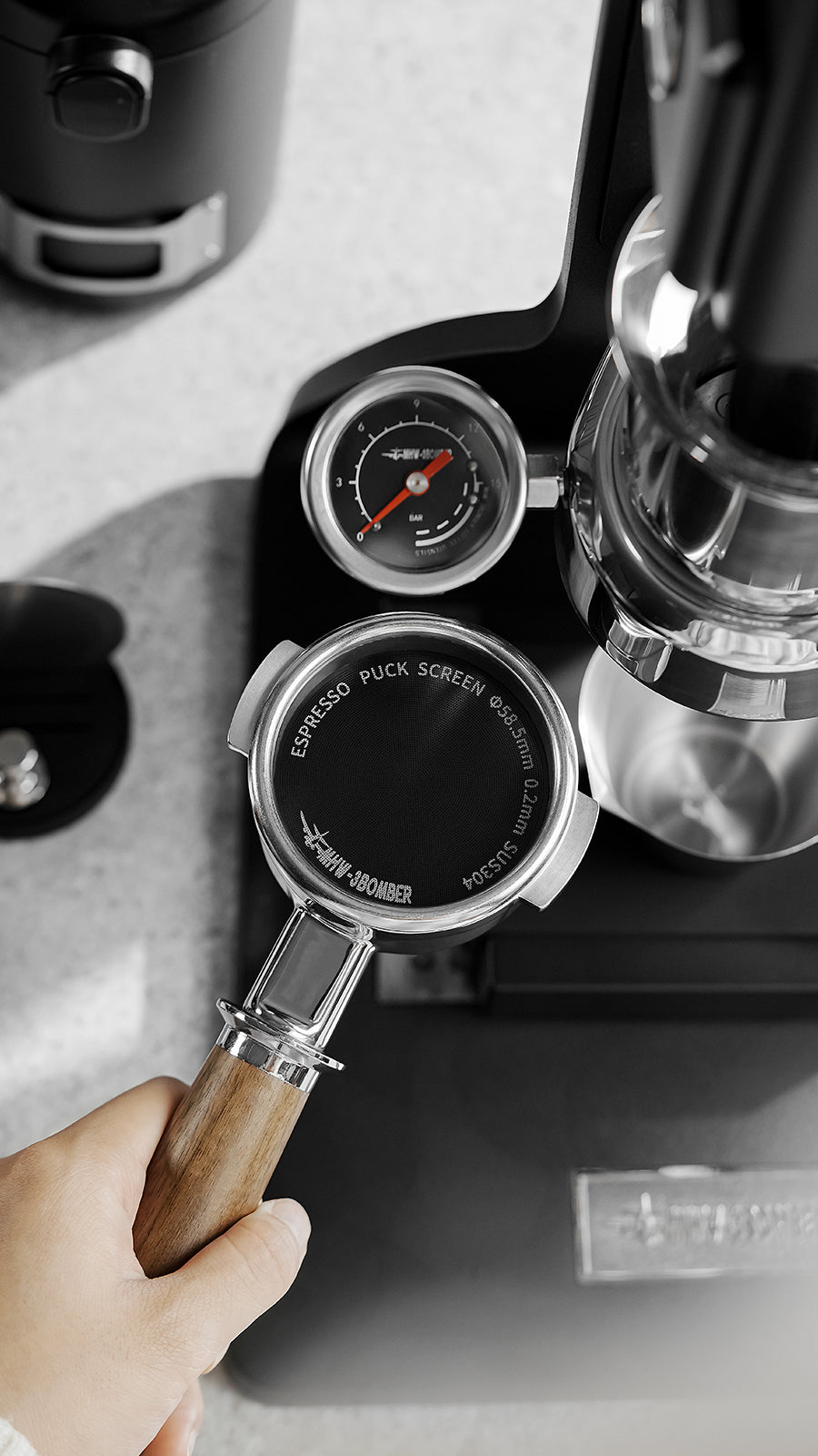 MHW-3BOMBER Espresso Puck Screen - Titanium Black