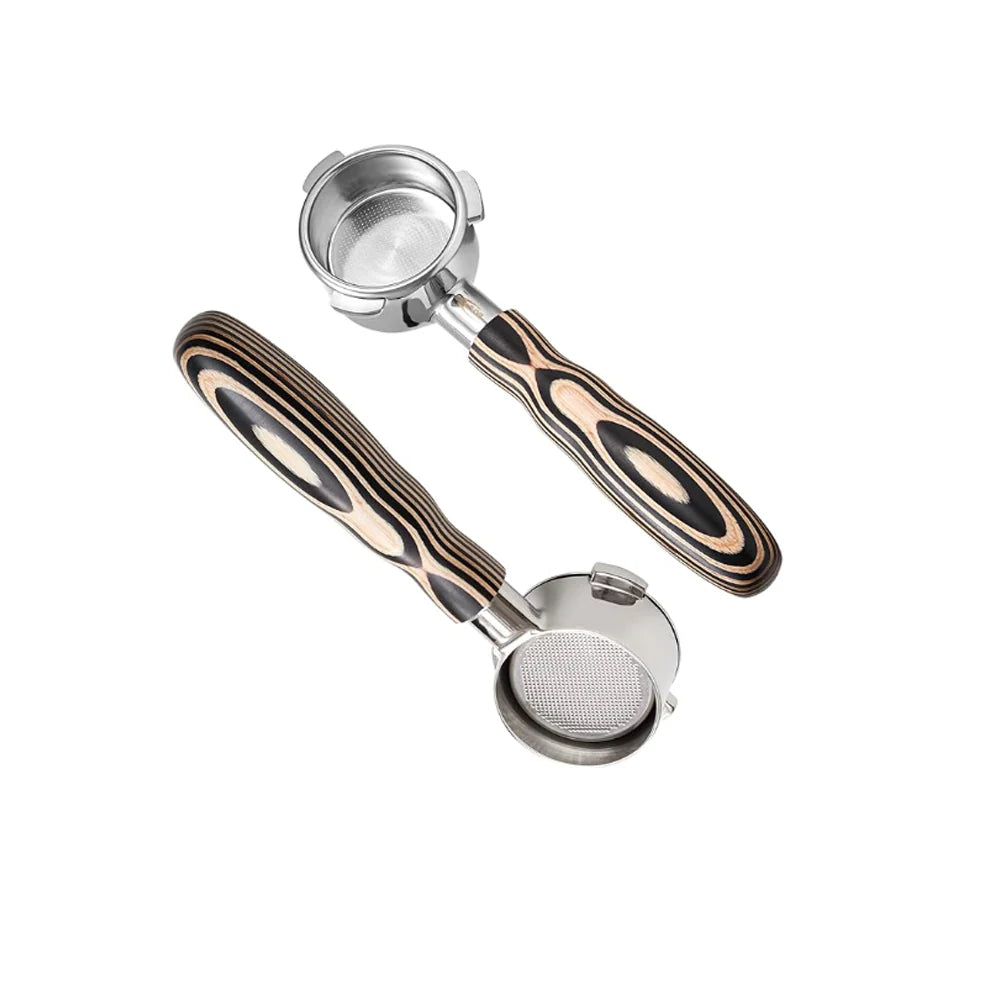 IKAPE Espresso Bottomless Portafilter Colorful Wooden Handle--Pearl White
