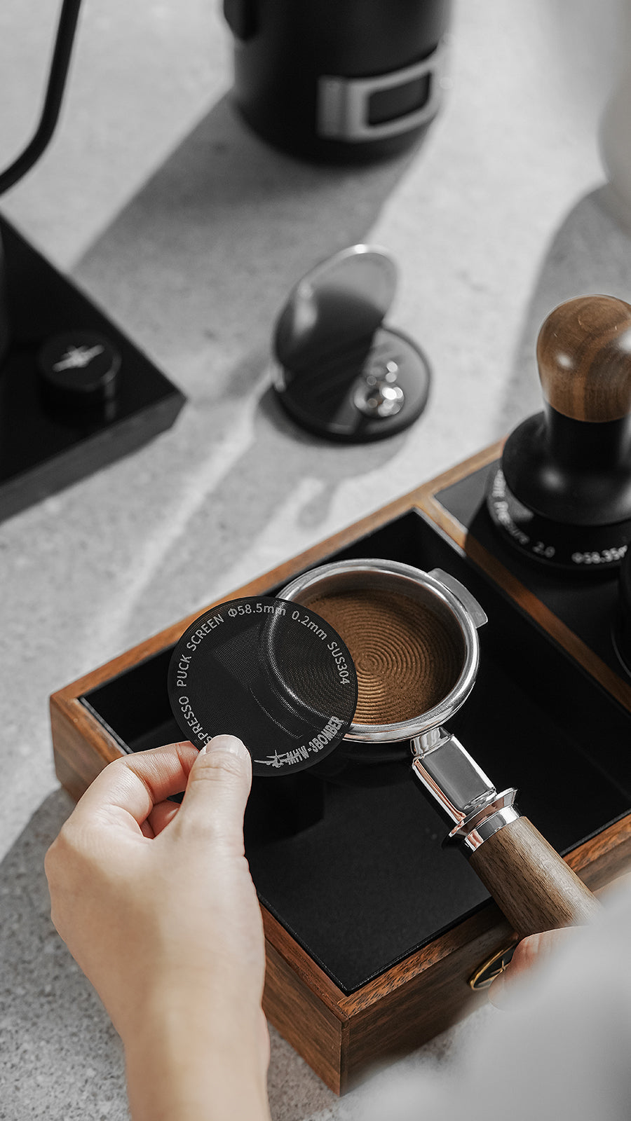 MHW-3BOMBER Espresso Puck Screen - Titanium Black