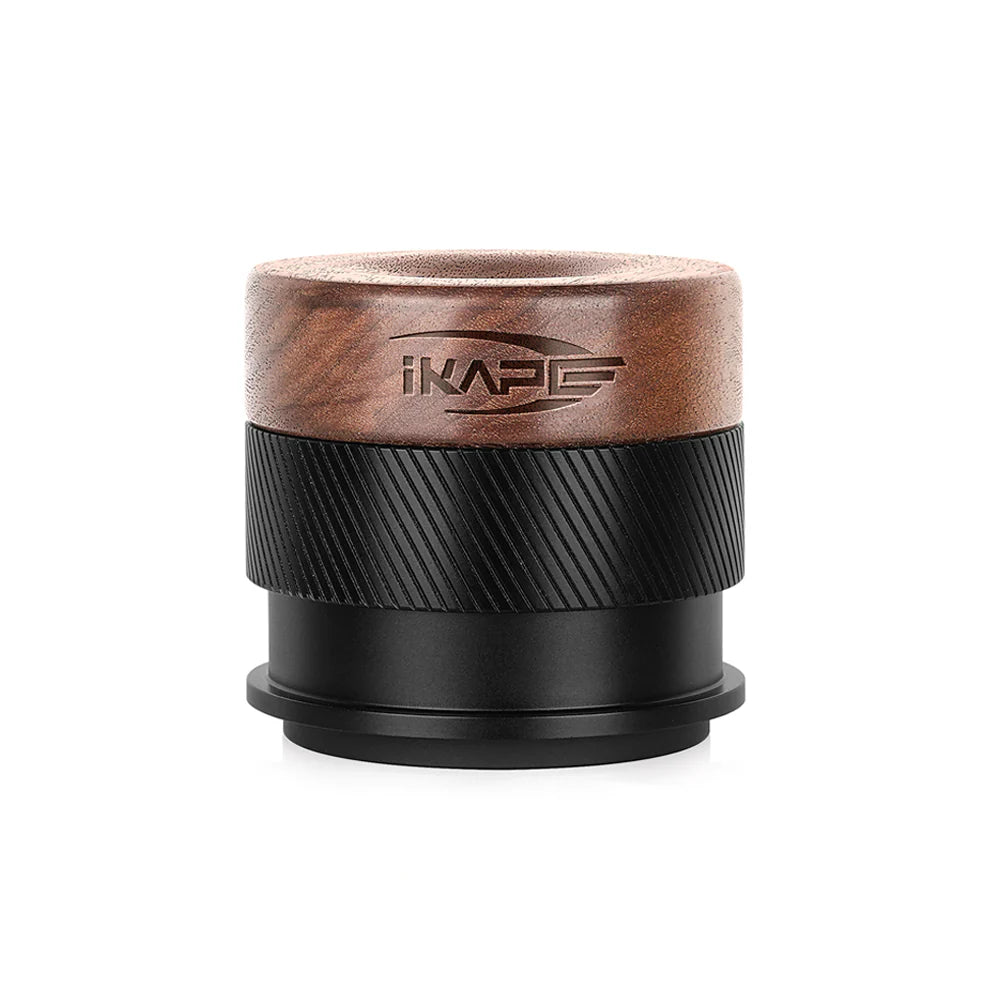 IKAPE V4 Espresso Calibrated Tamper with Spring Loaded (Wooden Handle, Black Base)